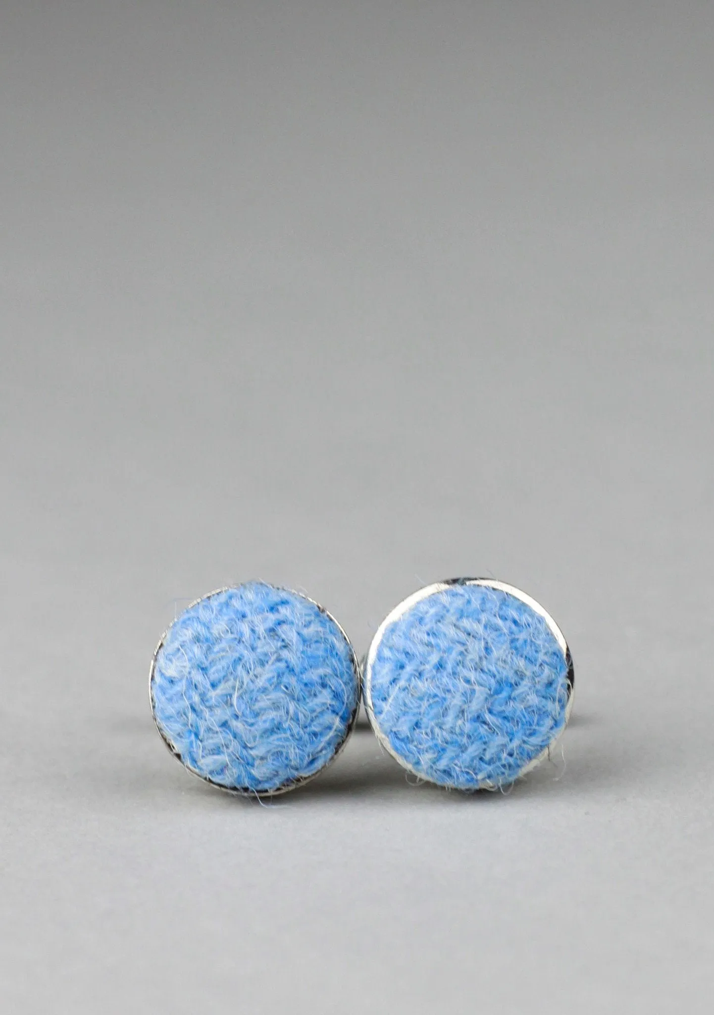 Bright Blue Harris Tweed Cufflinks