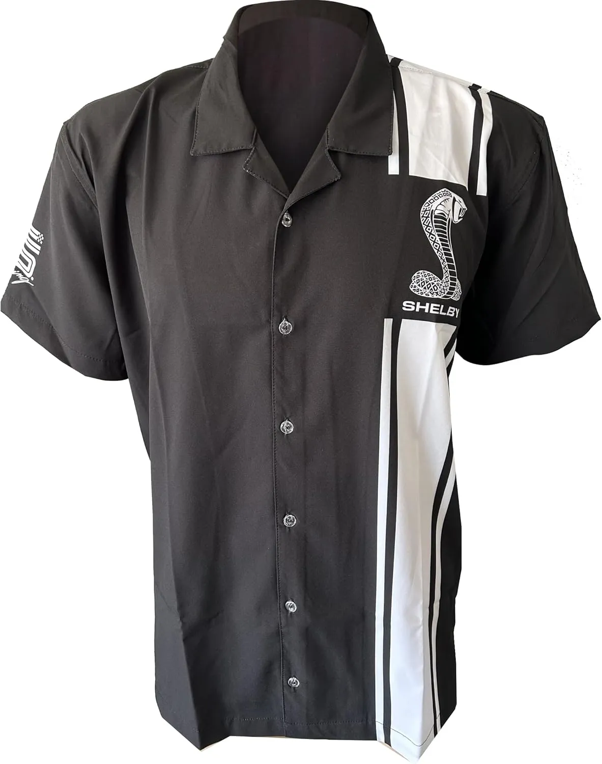 Carroll Shelby Cobra Stripe Camp Shirt - Cuban, Cabana Style Button-Up Shirt