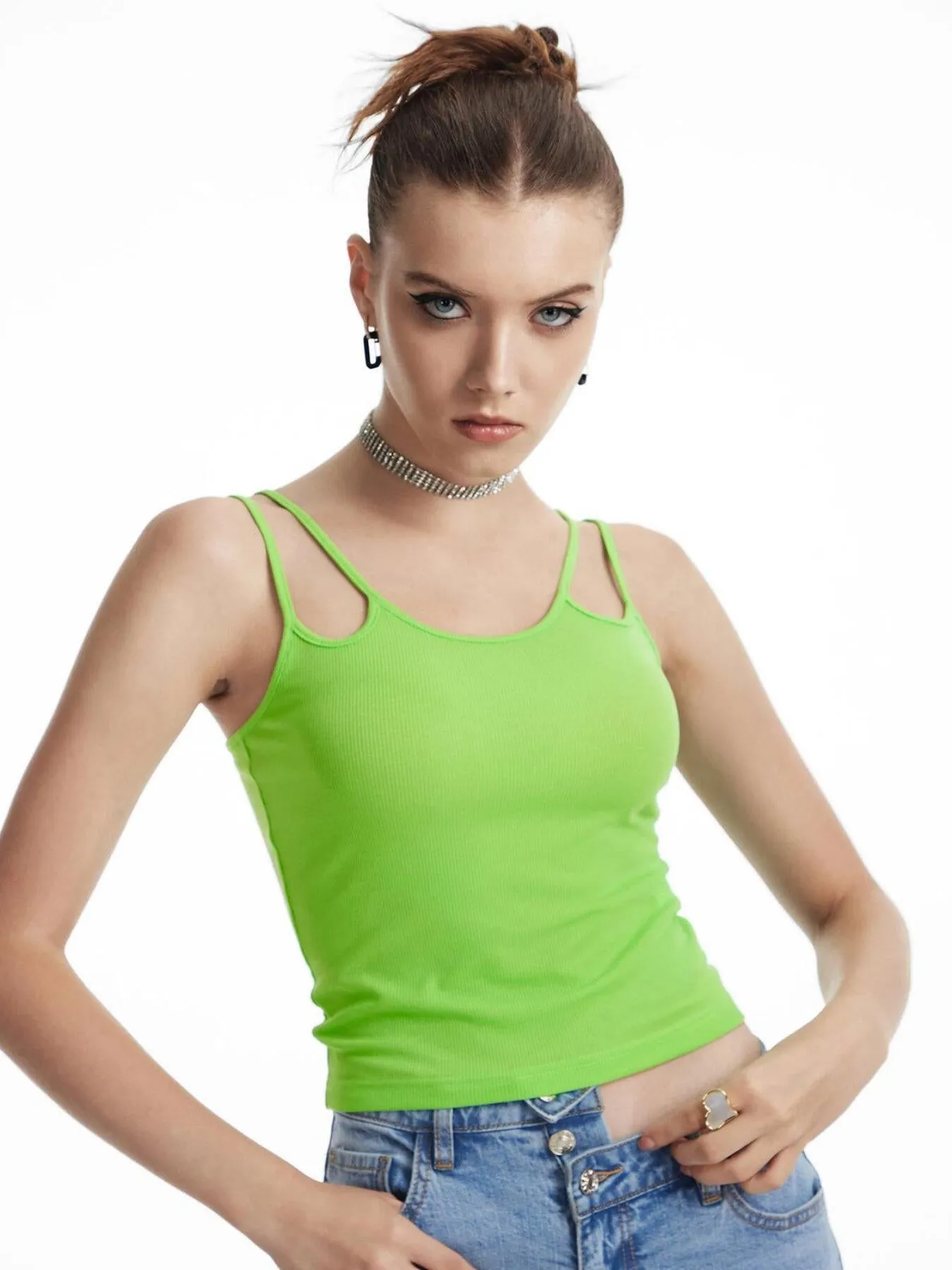 Cut Out Double Straps Crop Cami Top