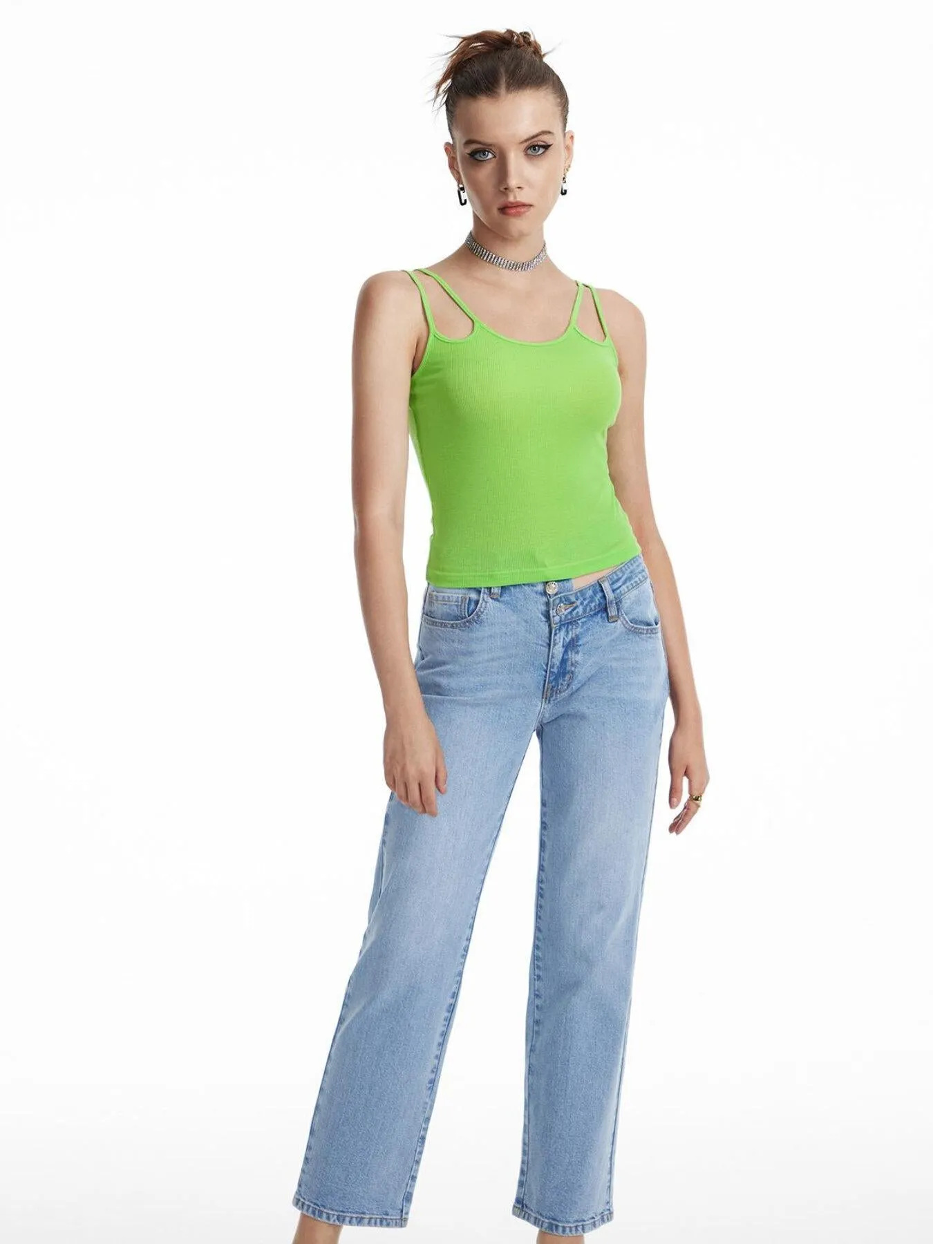 Cut Out Double Straps Crop Cami Top