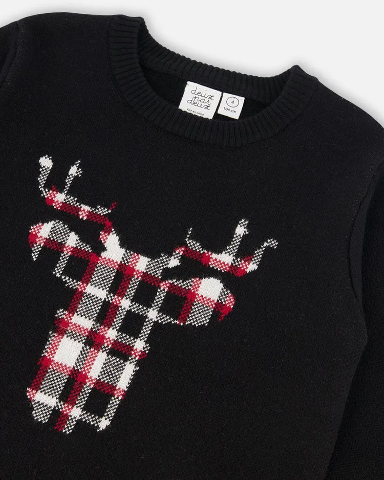 DPD Deer Knitted Sweater in Black