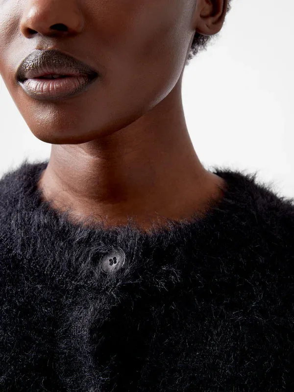 French Connection Molly Feather Cardigan-Blackout-78XCZ