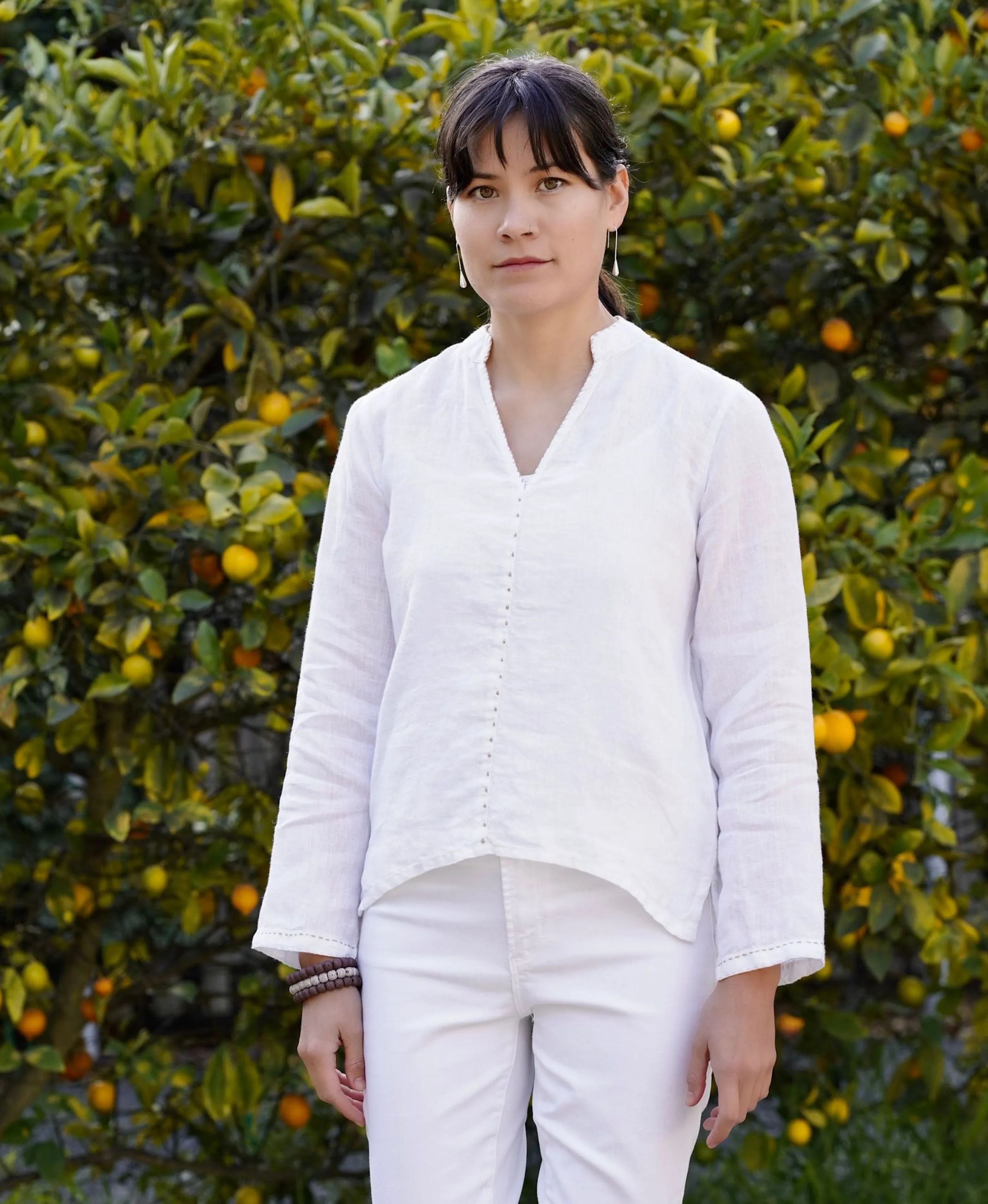 French Knot Linen Top Blush