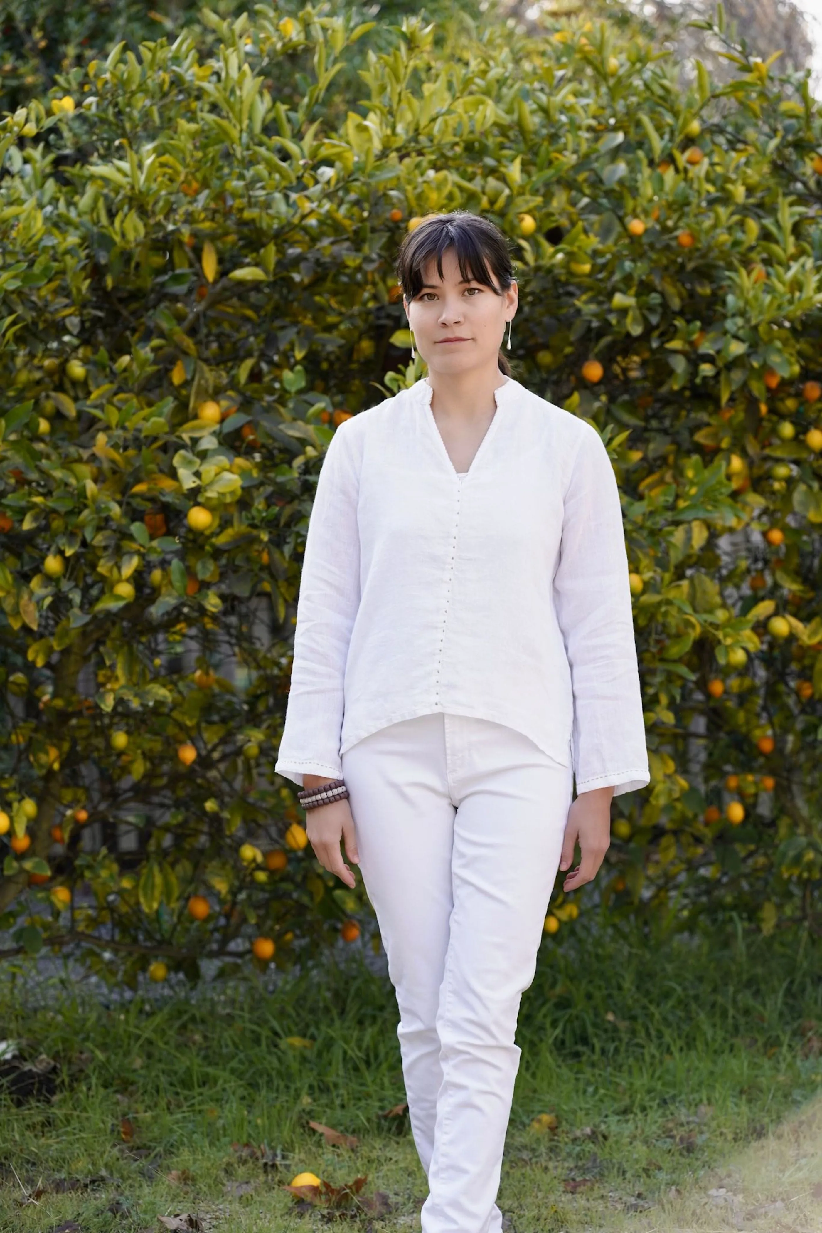 French Knot Linen Top Blush