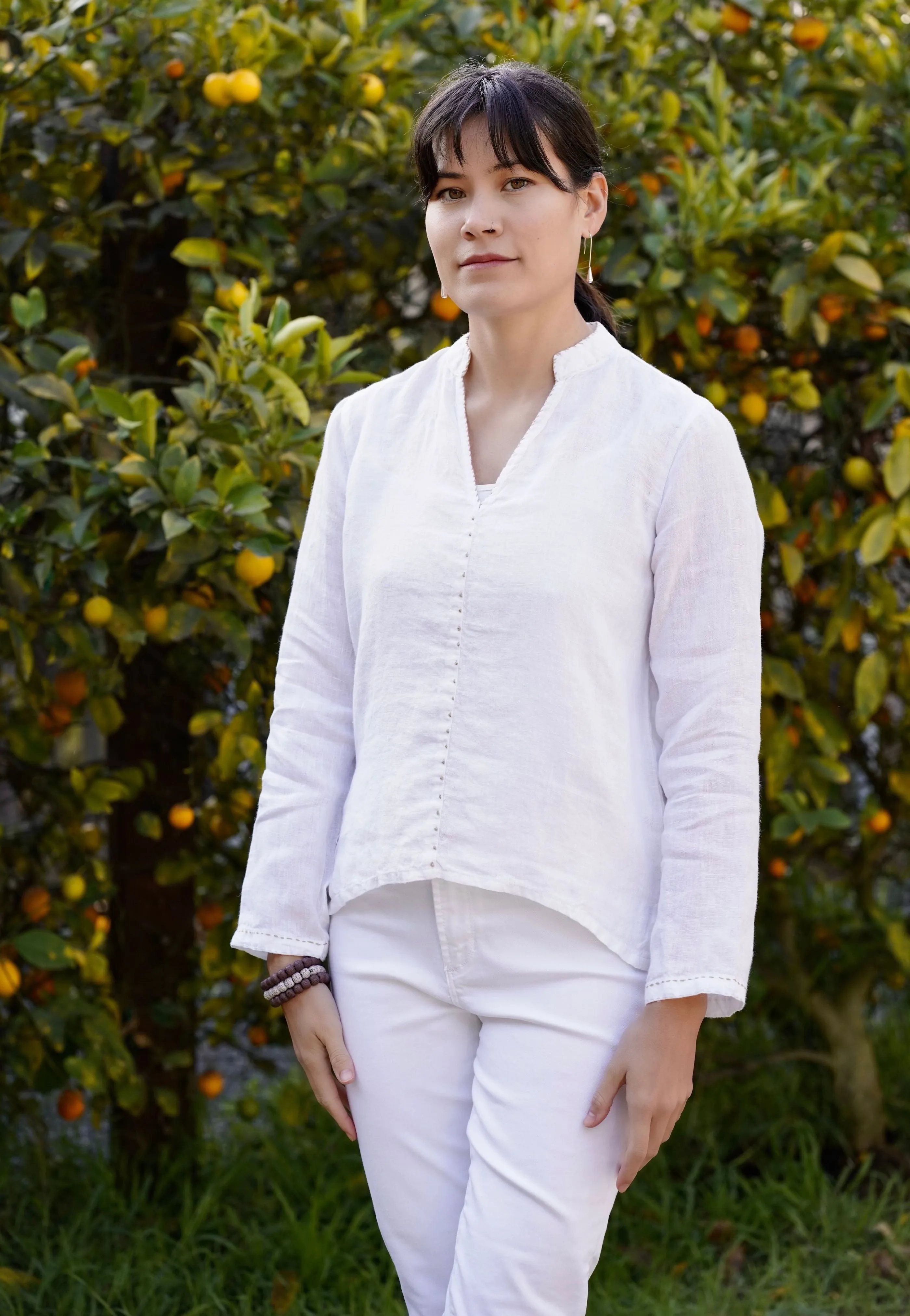 French Knot Linen Top Blush