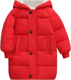 Girls Long Winter Coat Hooded Puffer Jacket Kids Lightweight Down Coat Insulated Parka Thicken Warm Padded Jacket