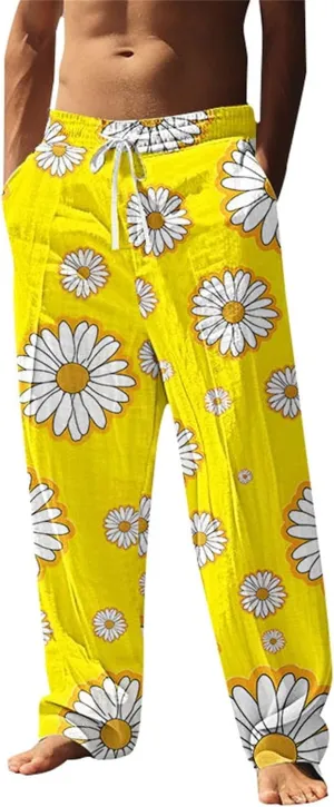 Hawaiian Ocean Wave Sweatpants for Men Lightweight Beachwear Lounge Pants Comfy Relaxed Fit Tropical Vacation Pants