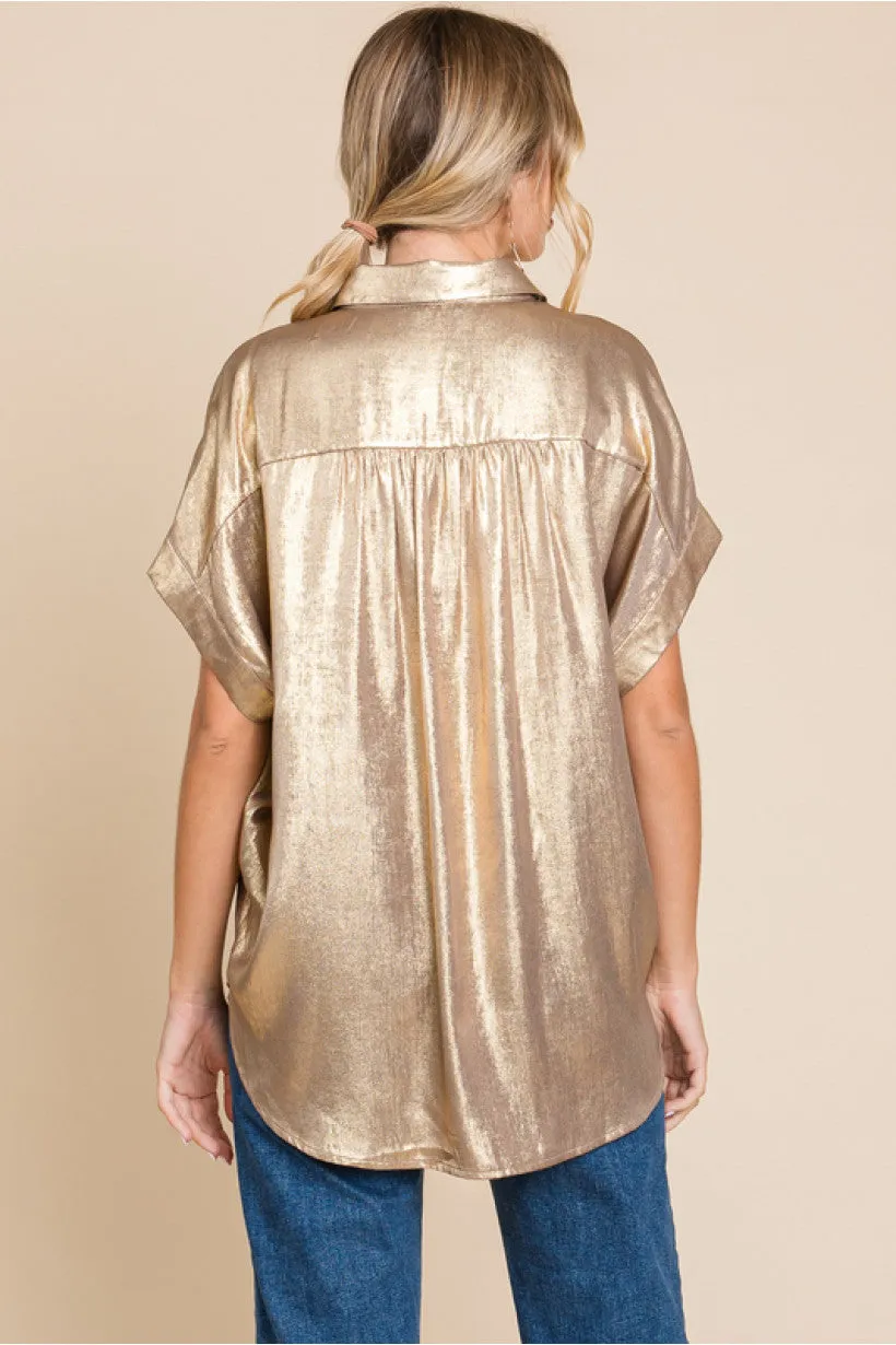JF Short Sleeve Metallic Top