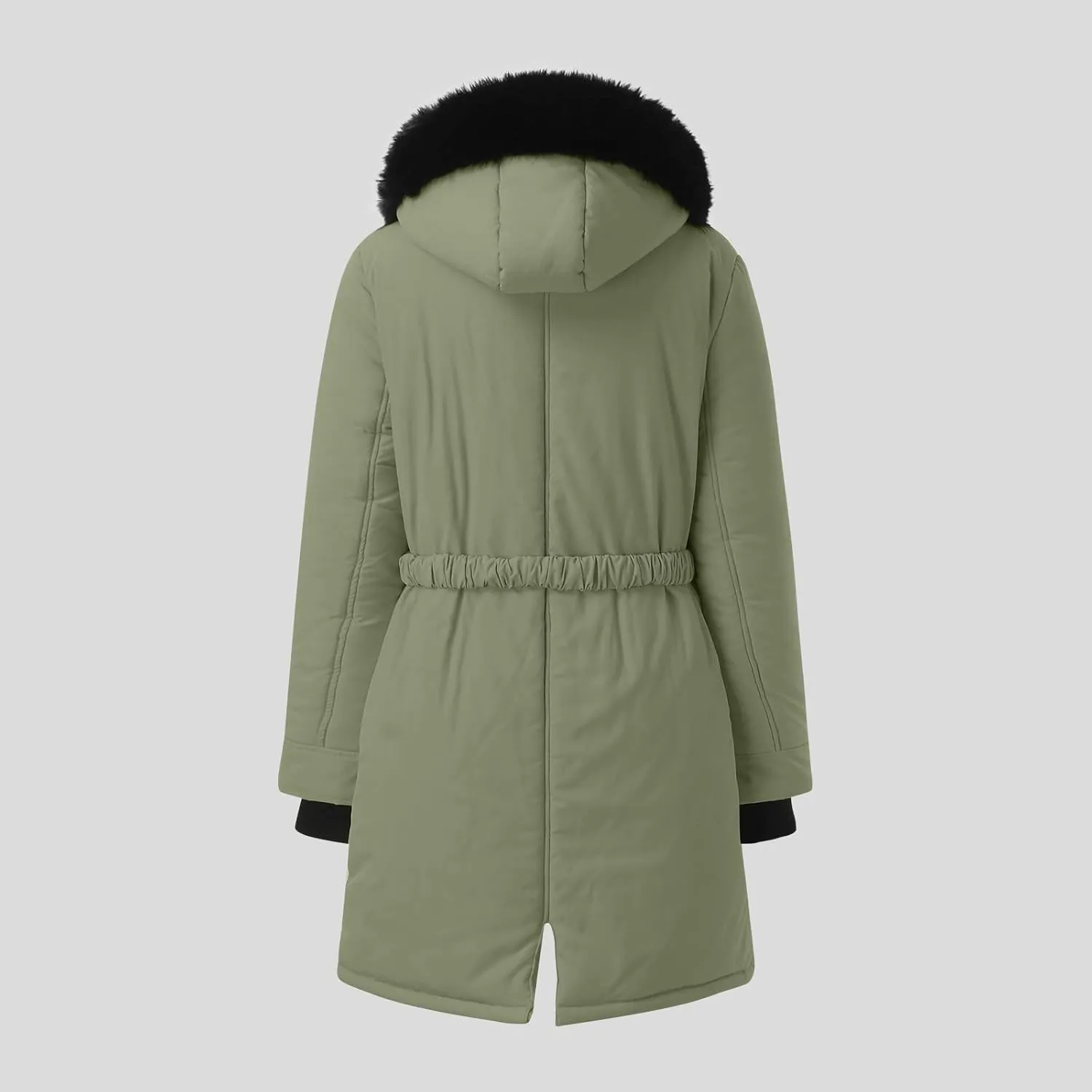 Lightweight Quilted Padded Fleece Lined Coats Ladies Padded Thermal Overcoat with Faux Hooded Windproof Warm Puffy