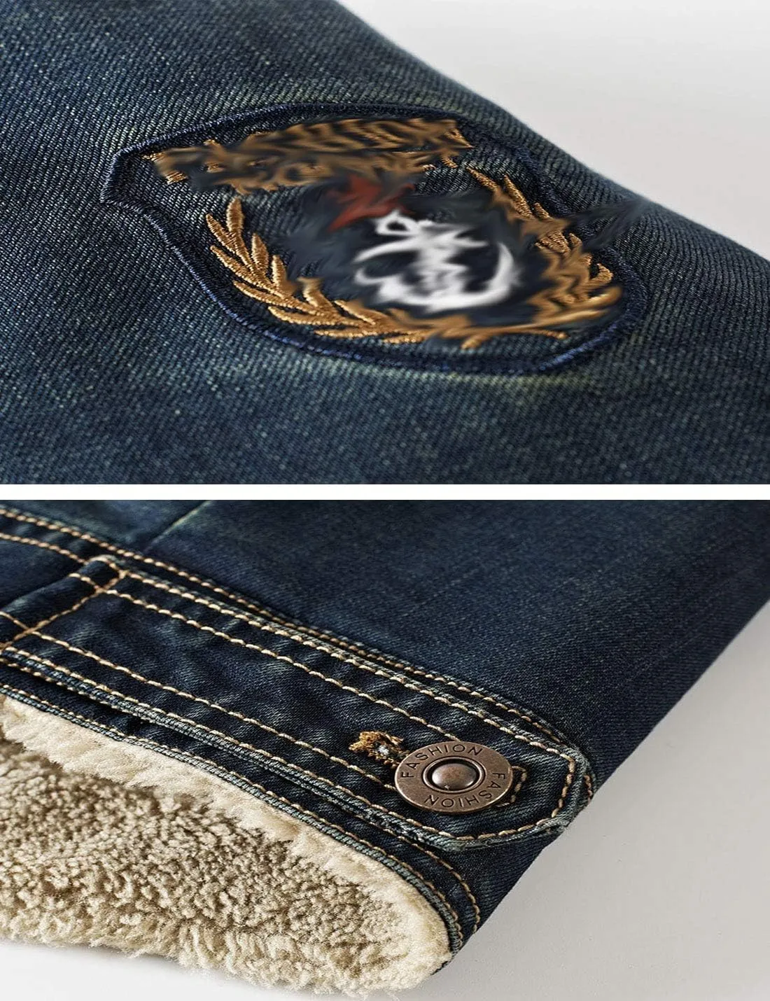Men's Fleece Lined Denim Jacket Winter Jean Jacket Cowboy Coat Trucker Jacket