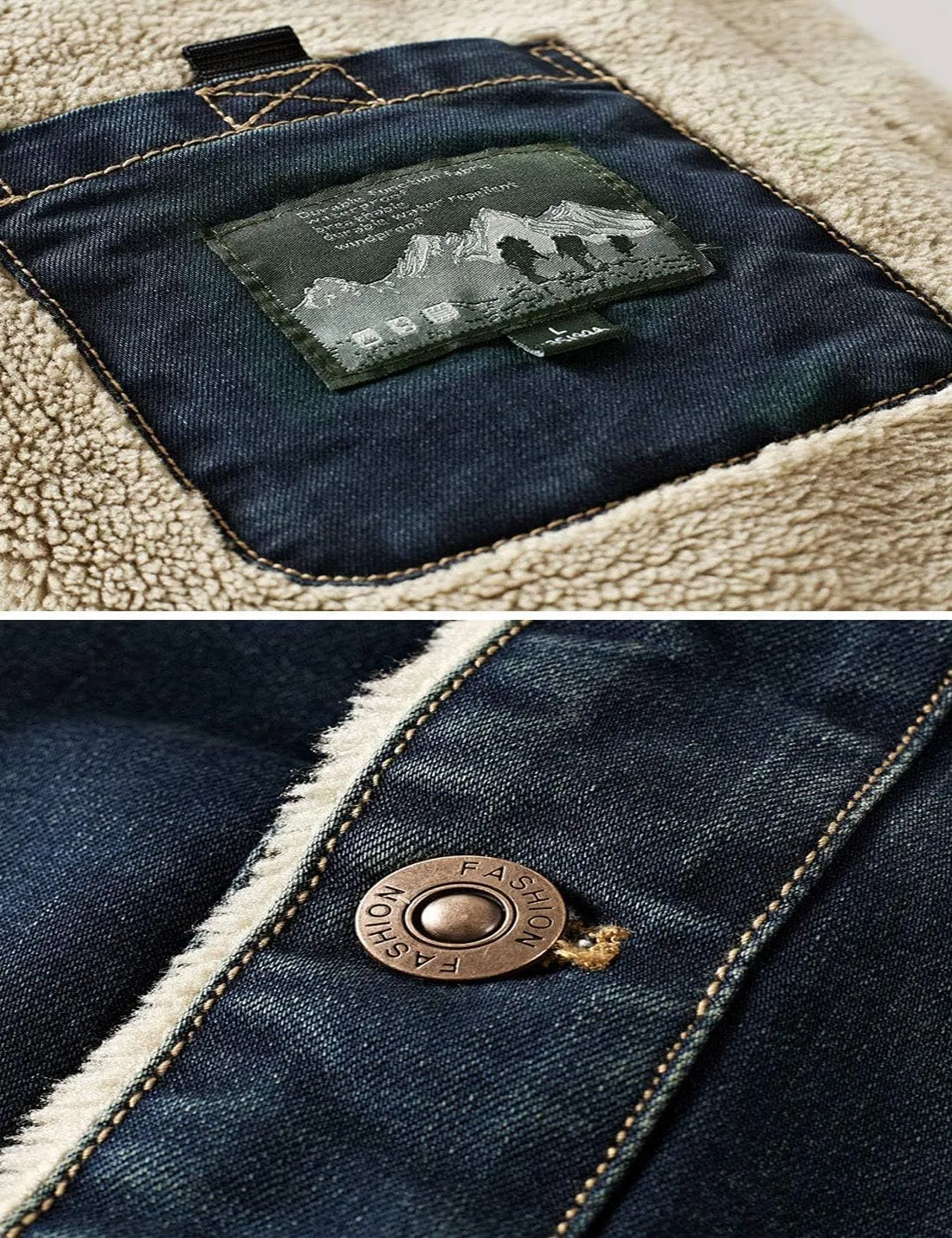 Men's Fleece Lined Denim Jacket Winter Jean Jacket Cowboy Coat Trucker Jacket