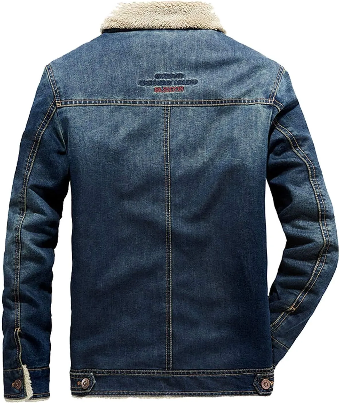 Men's Fleece Lined Denim Jacket Winter Jean Jacket Cowboy Coat Trucker Jacket