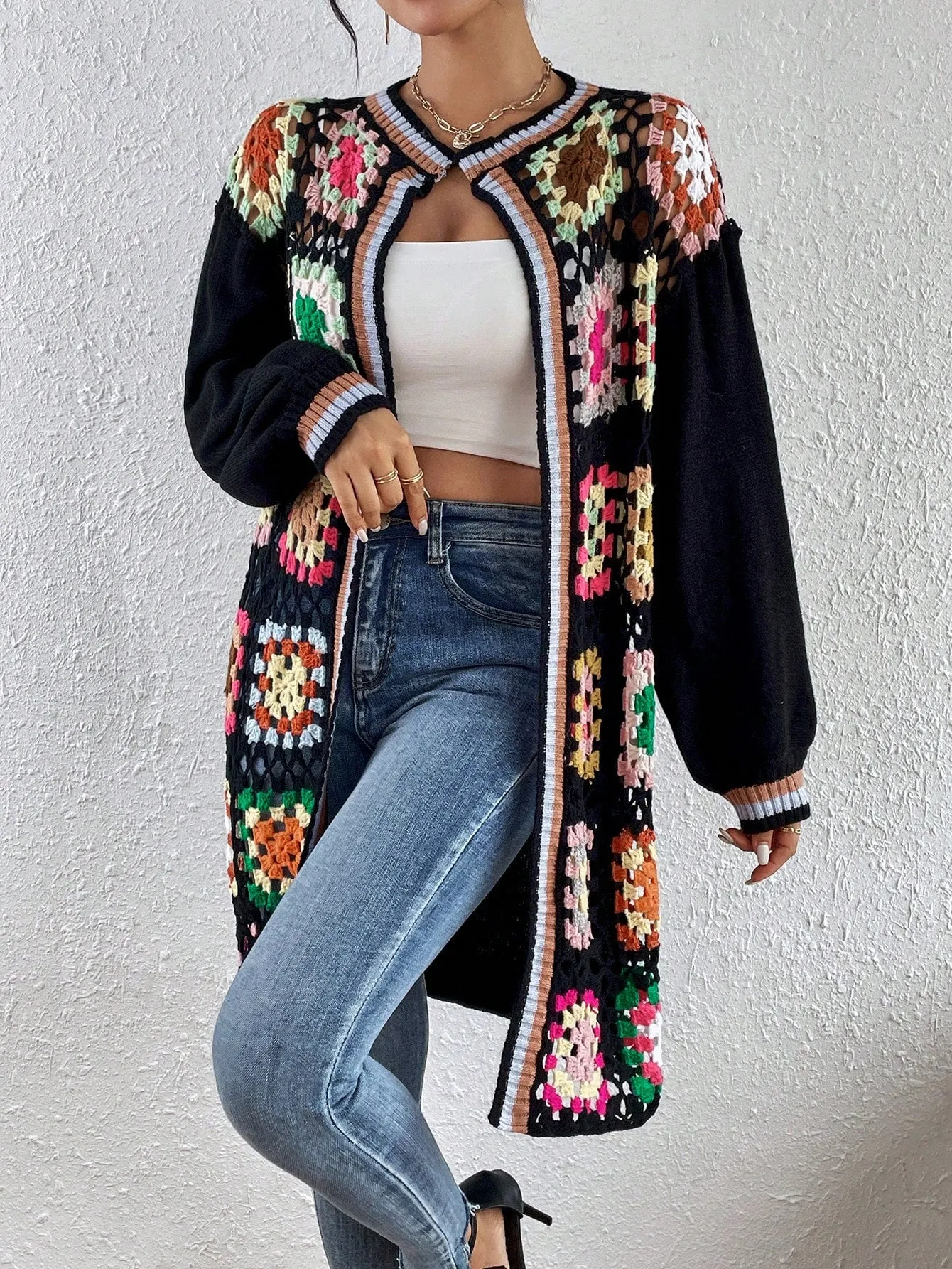Privé Women's Open Front Cardigan With Drop Shoulder