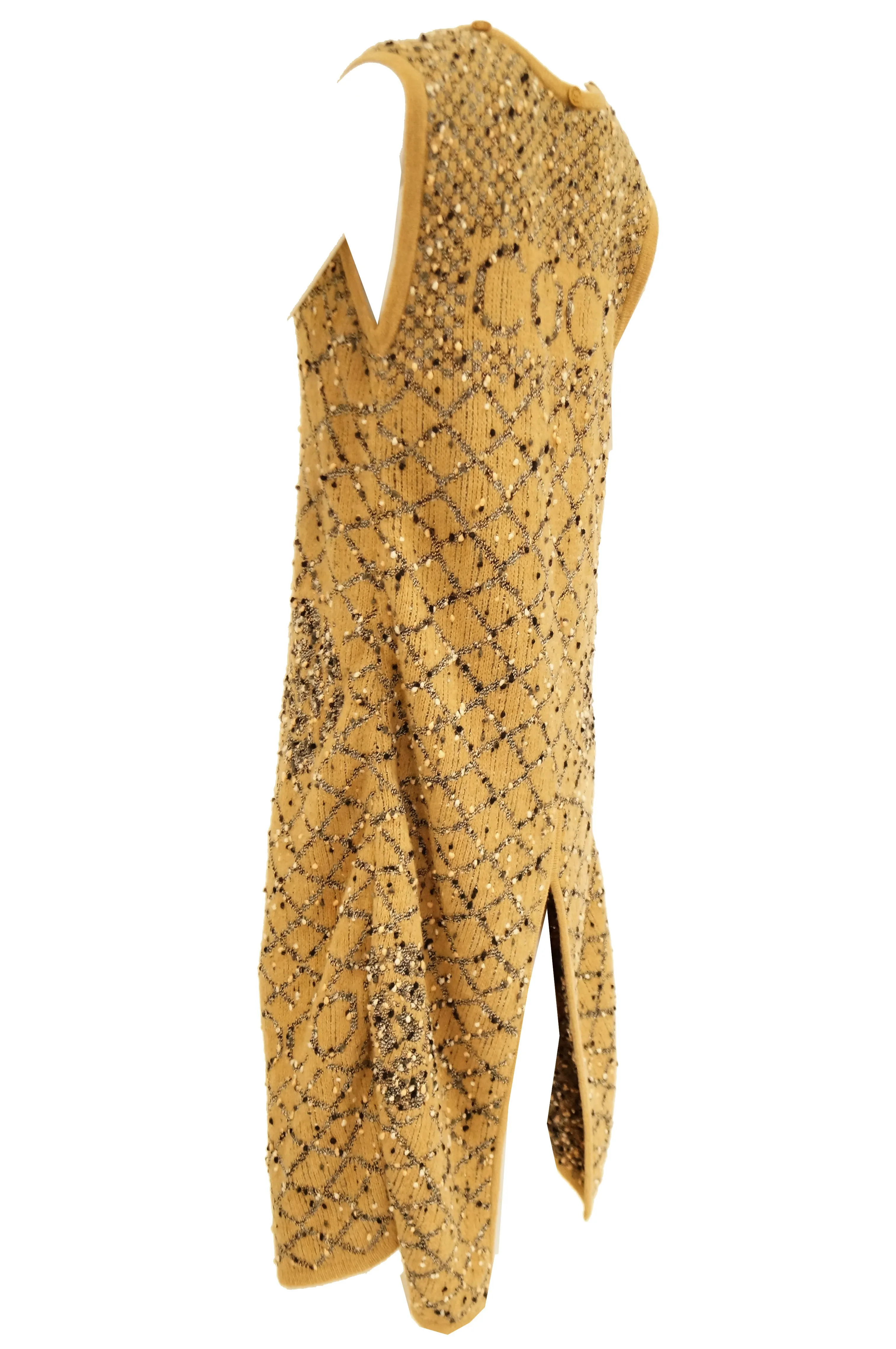 Statement Chanel Logo Knit Vest Coat Liner