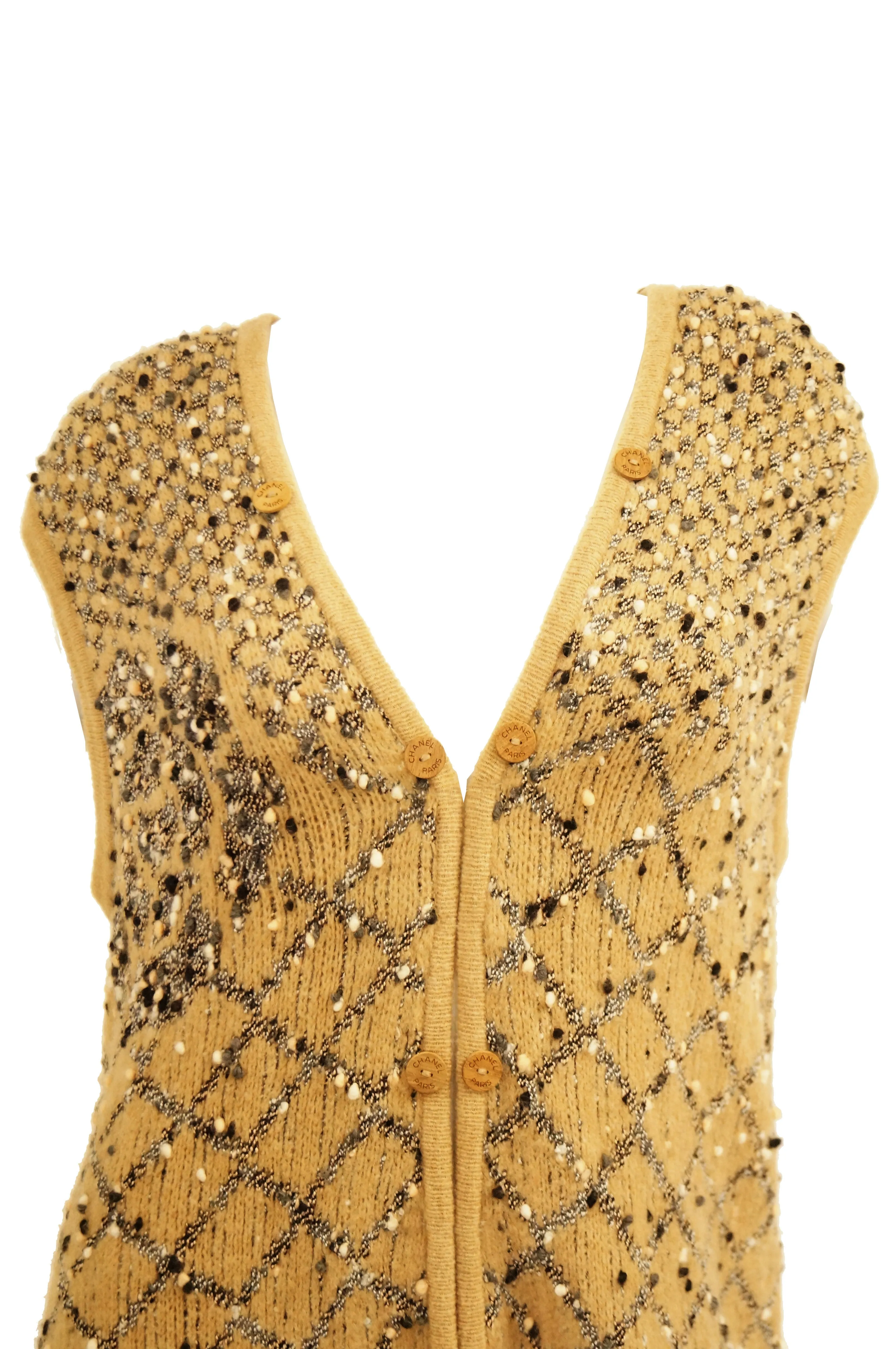 Statement Chanel Logo Knit Vest Coat Liner