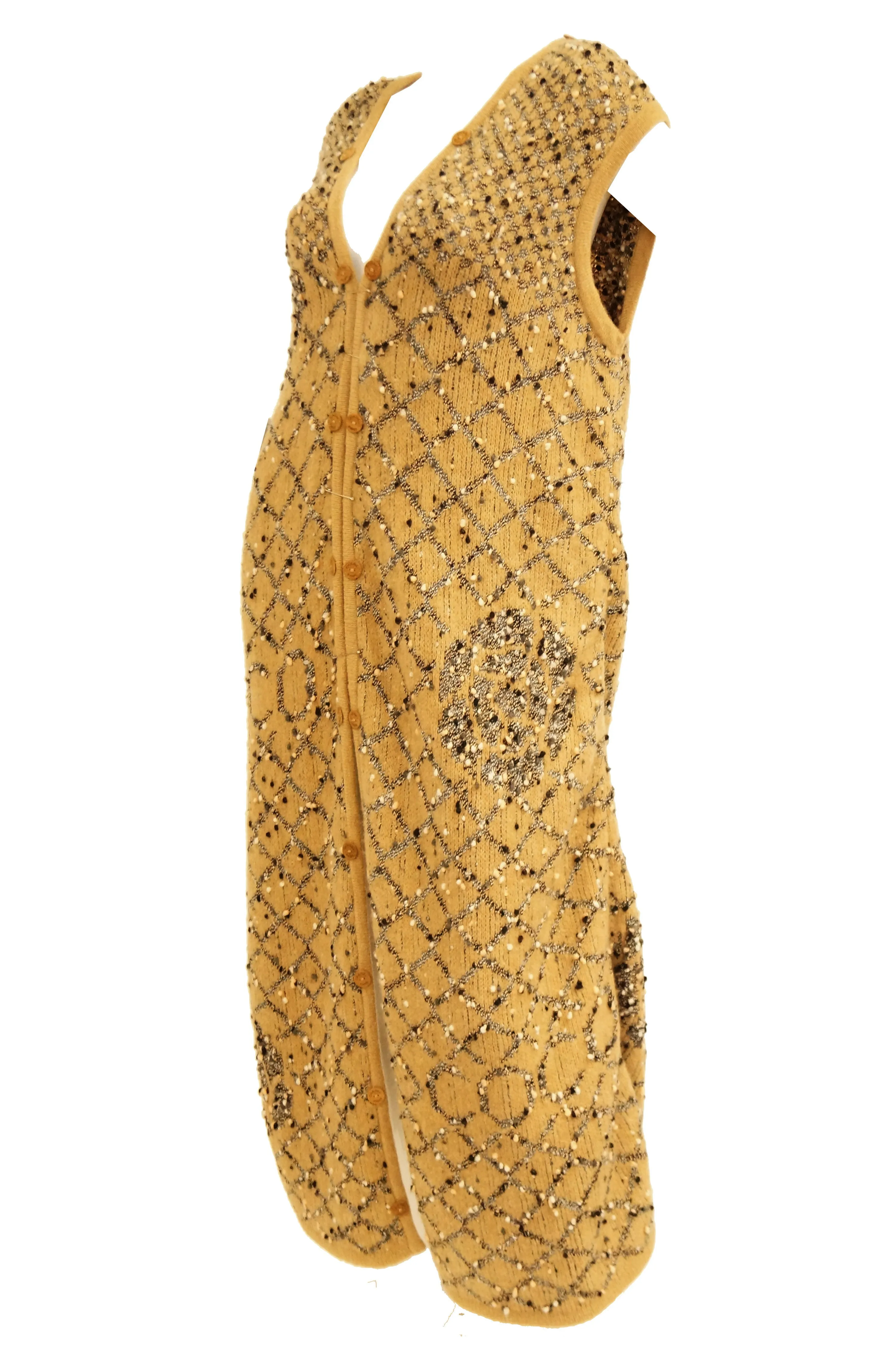 Statement Chanel Logo Knit Vest Coat Liner