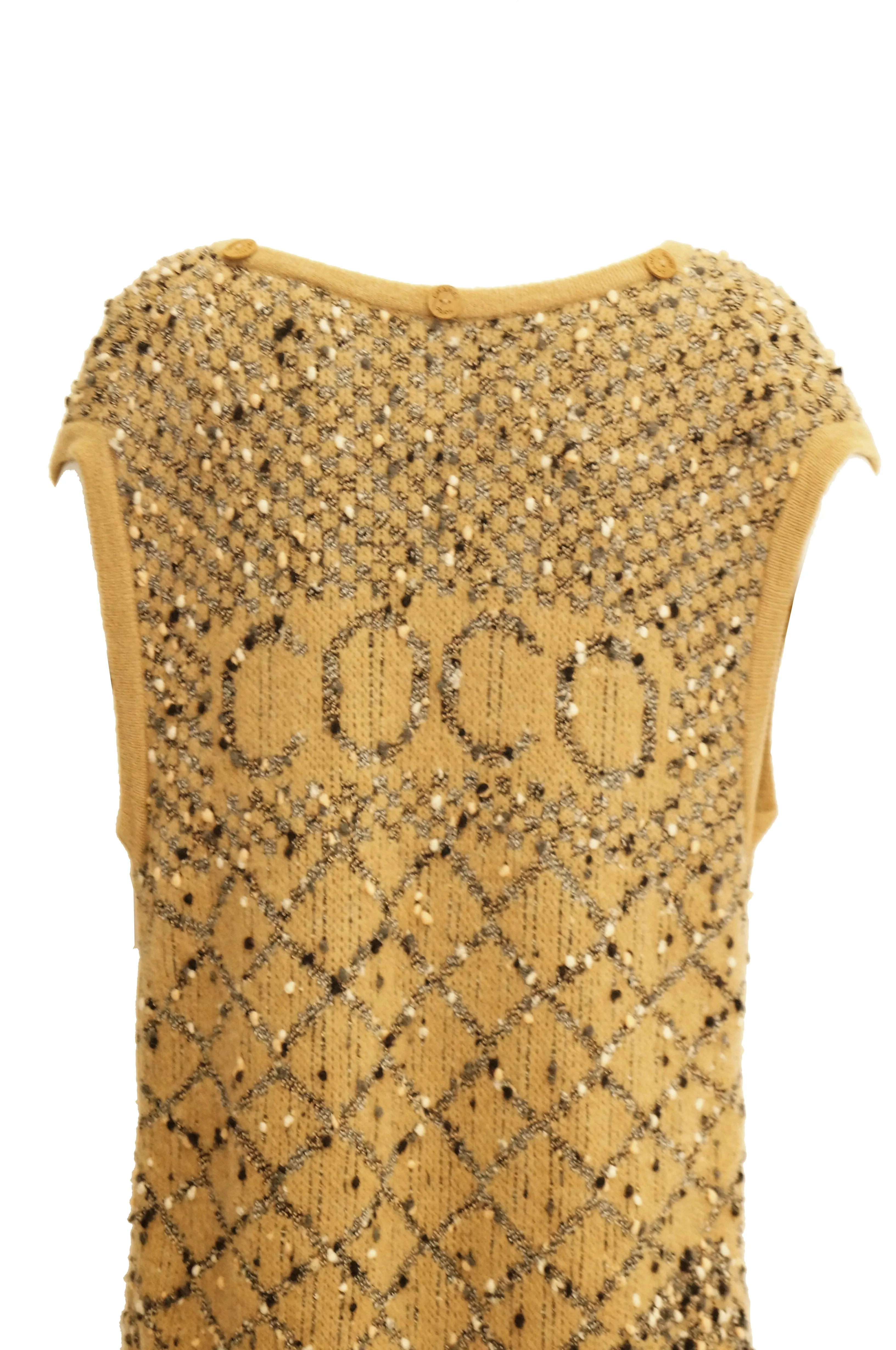 Statement Chanel Logo Knit Vest Coat Liner