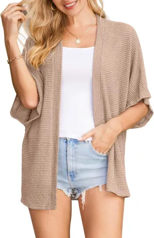 STYLEWORD Women's Summer Fashion Cardigan Lightweight Short Sleeve Beach Cover Up Kimonos