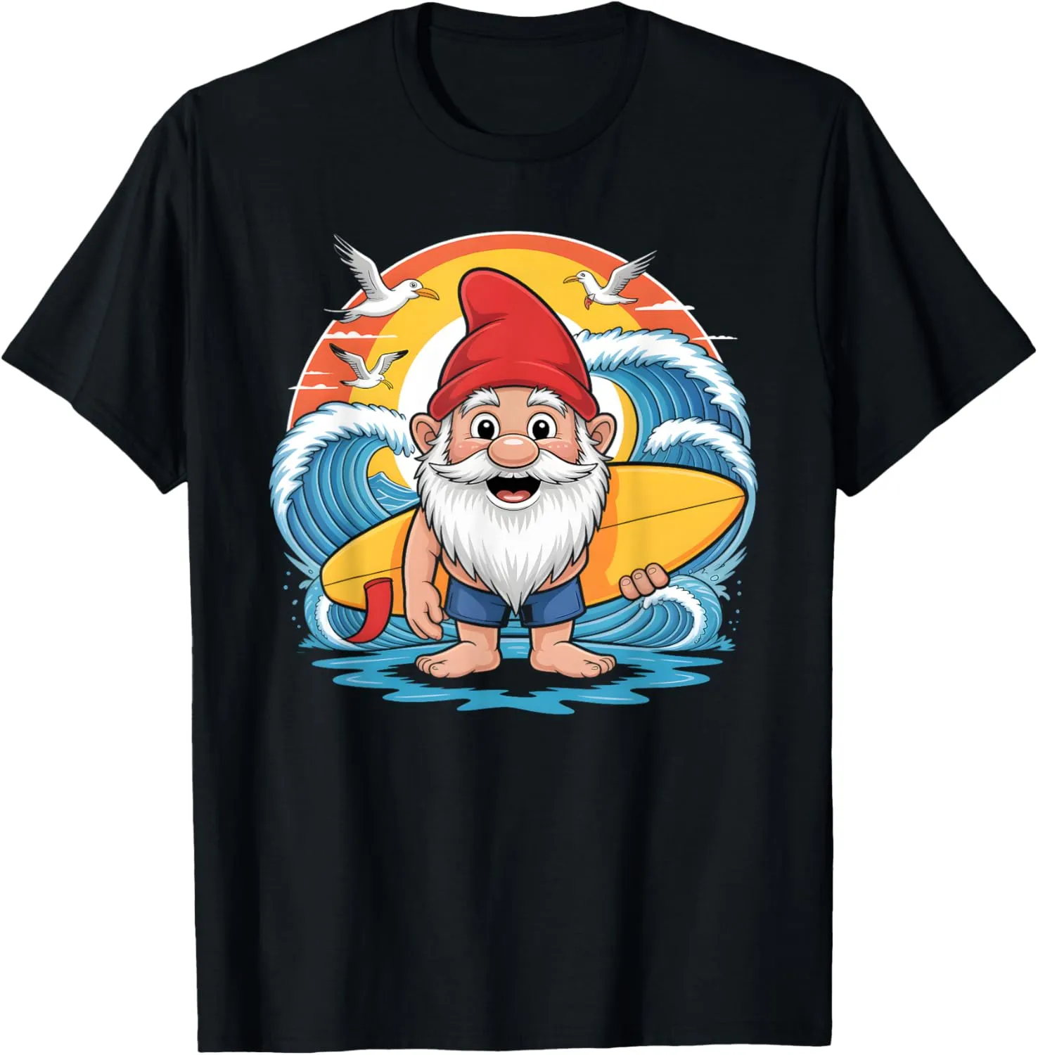 Surfing Gnome Ocean Waves Adventure T-Shirt