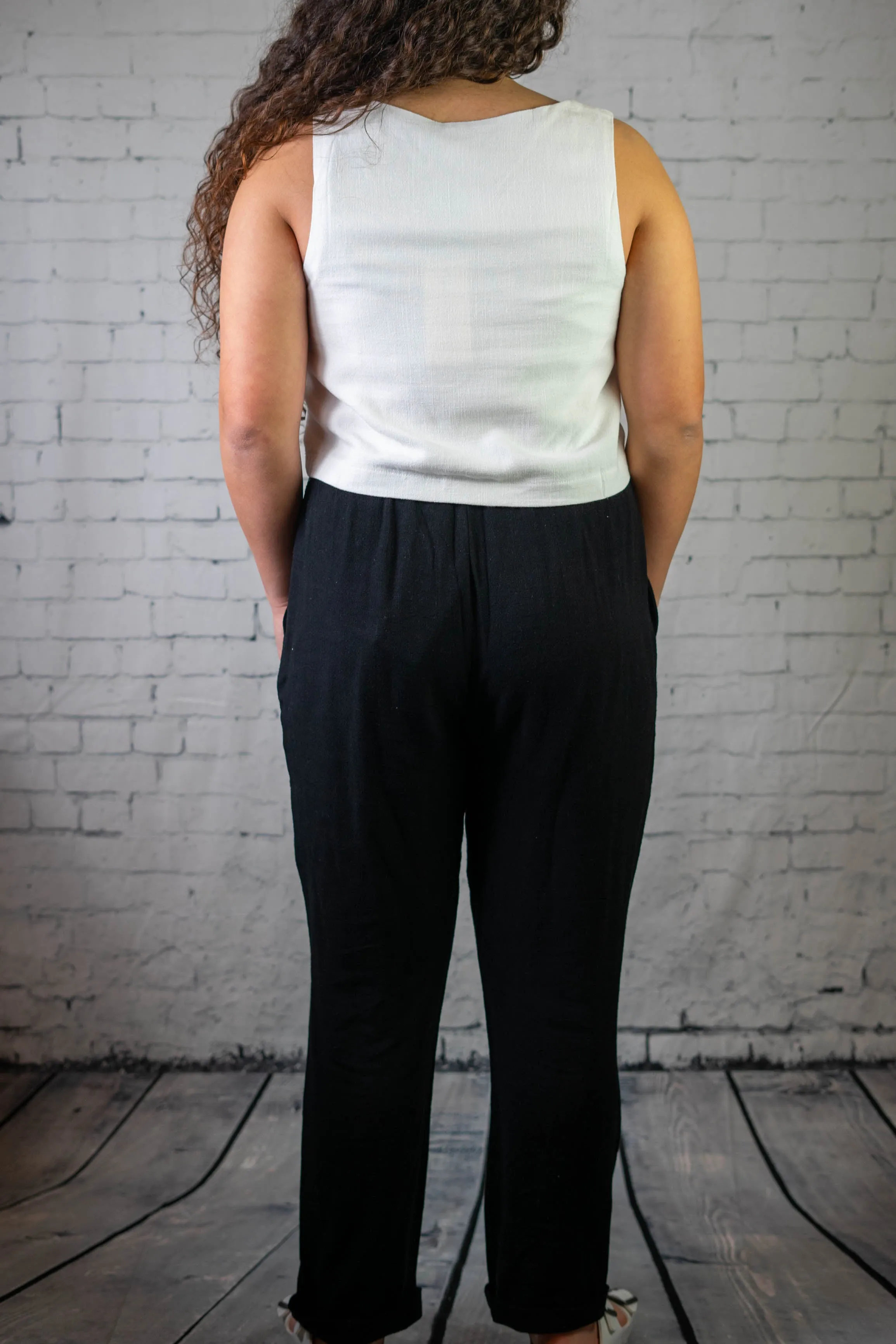 White Linen Crop Top
