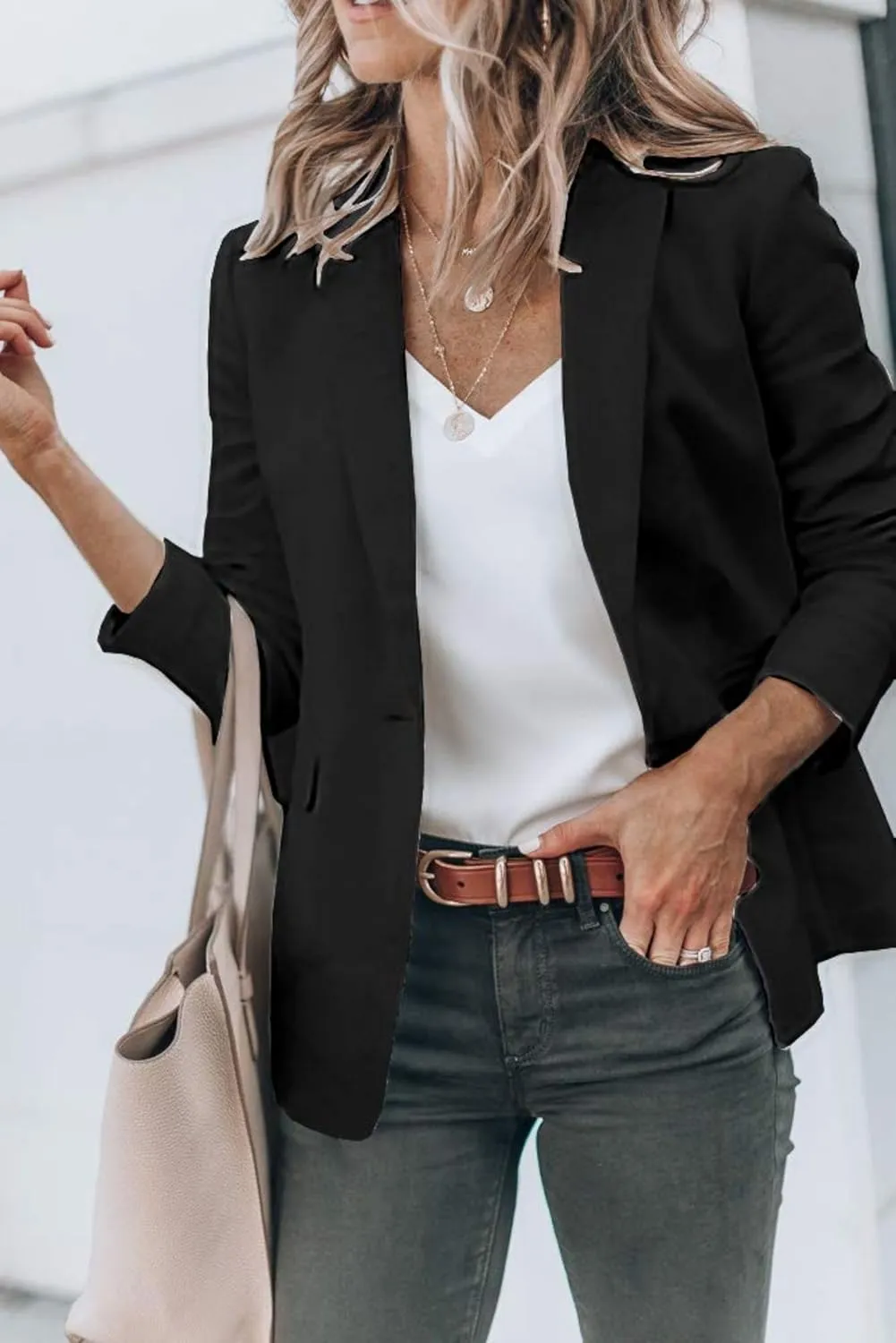 Womens Casual Blazers Open Front Lightweight Long Sleeve Lapel Work Office Jackets Blazer Business Suits Jacket