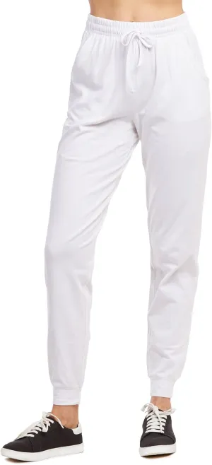 Wome's Jersey Cotton Jogger Pants with Side Pockets for Yoga Running Workout