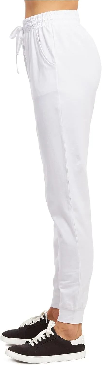 Wome's Jersey Cotton Jogger Pants with Side Pockets for Yoga Running Workout
