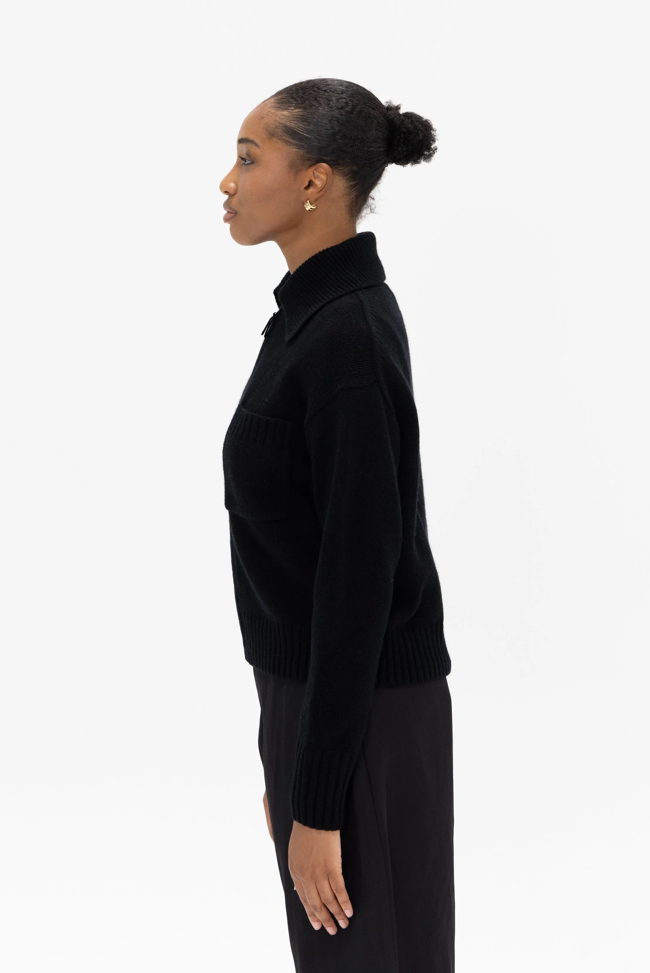 Zip Cardigan, Noir