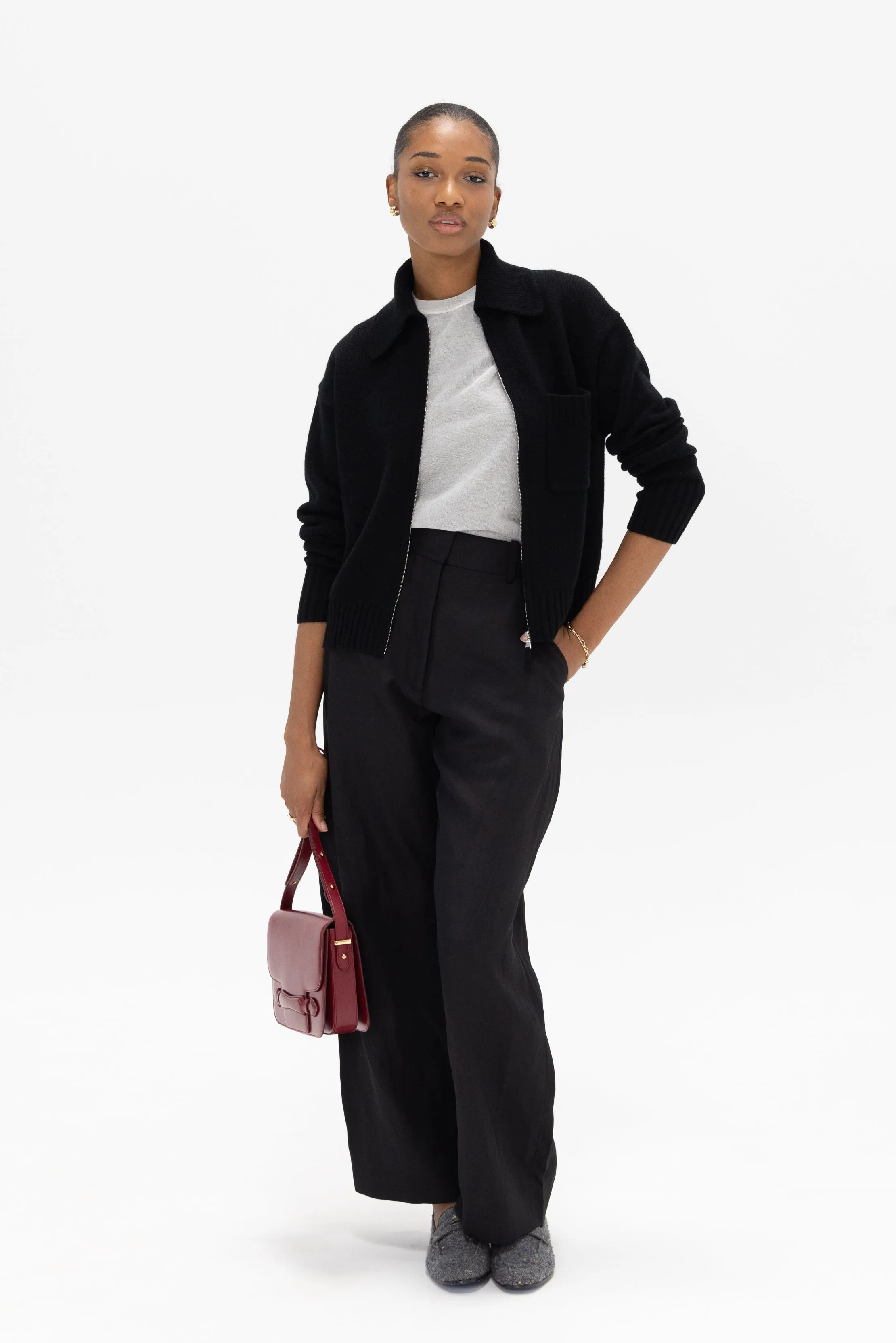 Zip Cardigan, Noir