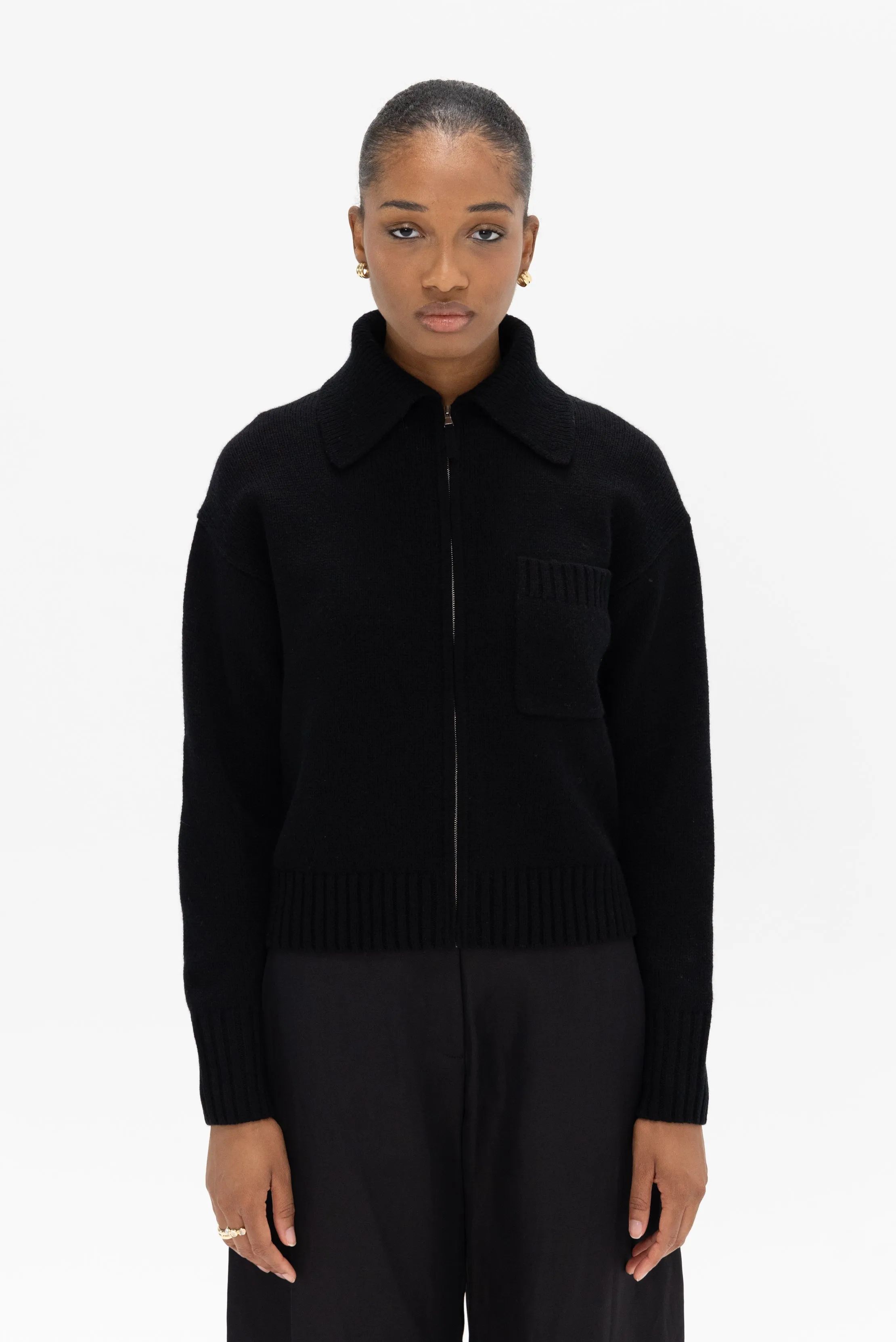 Zip Cardigan, Noir