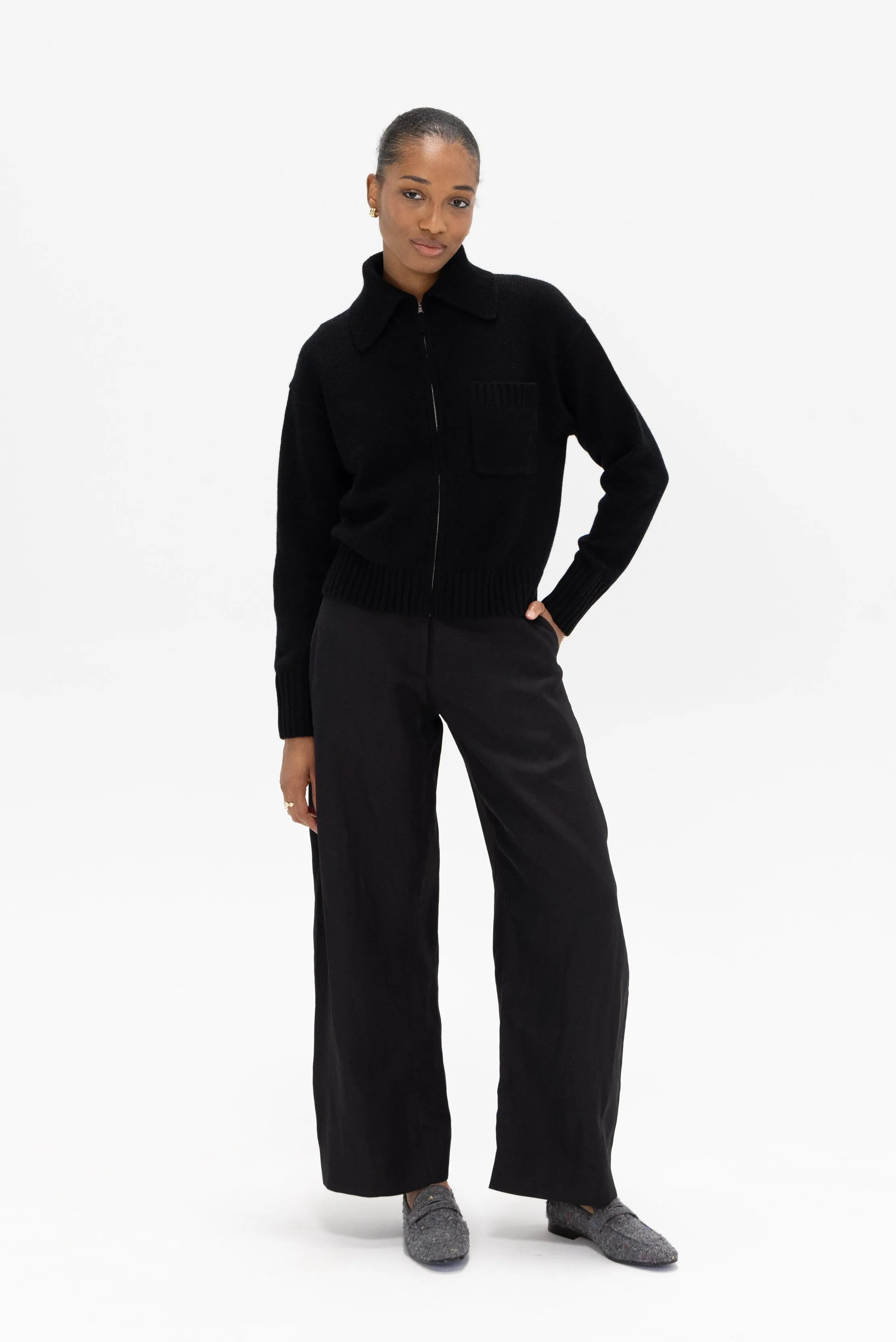 Zip Cardigan, Noir